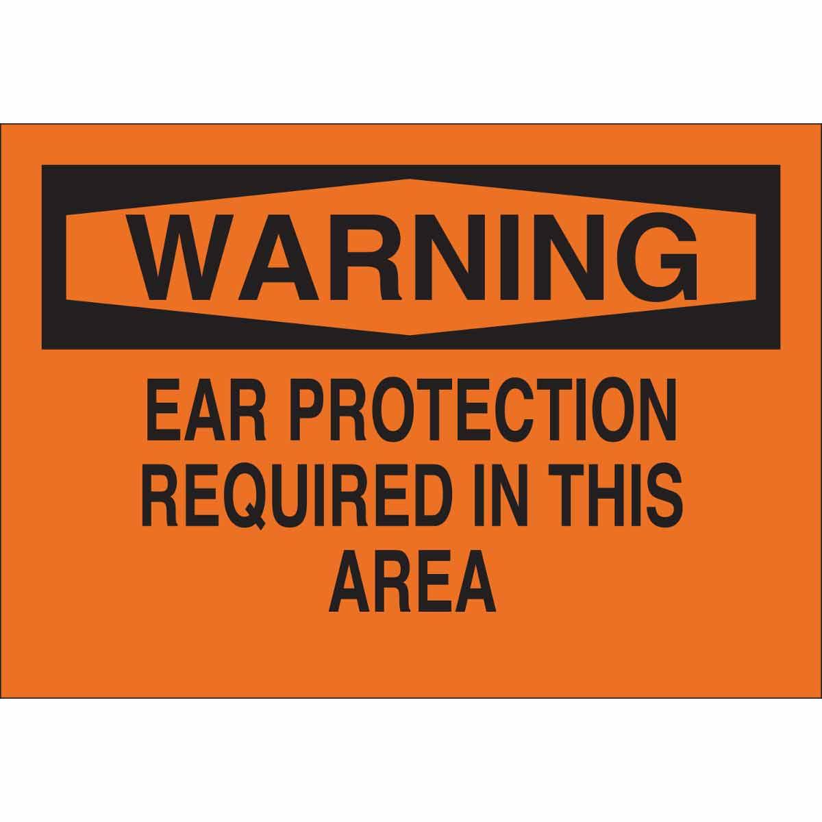 Brady® 43076 Rectangular Personal Protection (PPE) Sign, WARNING, 10 in H x 14 in W, Black on Orange, B-555 Aluminum, Corner Hole Mount