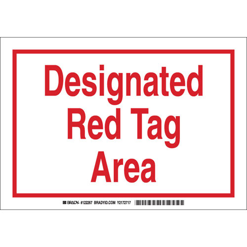 Brady® 122268 Rectangle Safety Reminder Sign, No Header, 7 in H x 10 in W, Red on white, B-140 Fiberglass, Surface Mounting