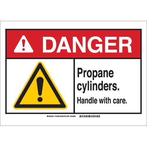 Brady® 145227 Non-Reflective Rectangle Chemical and Hazardous Material Sign, DANGER, Symbol/Text, B-401 Polystyrene, Corner Holes Mount, 7 in H x 10 in W, English