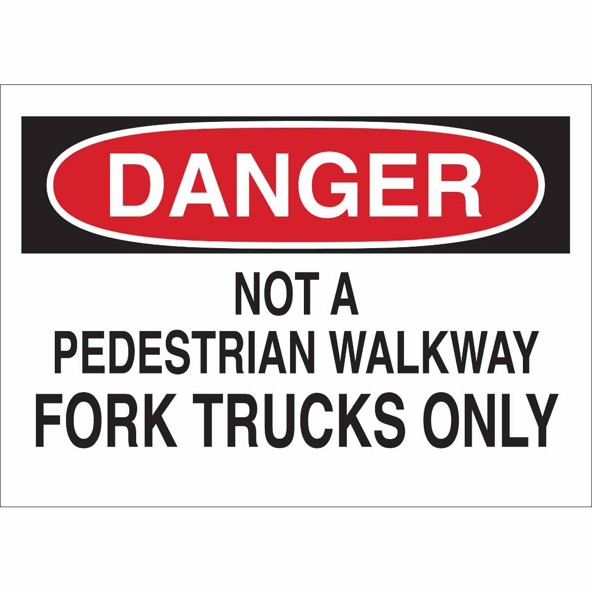 Brady® 40681 Rectangular Forklift and Warehouse Traffic Sign, DANGER, 7 in H x 10 in W, Black/Red on White, B-555 Aluminum, Corner Hole Mount