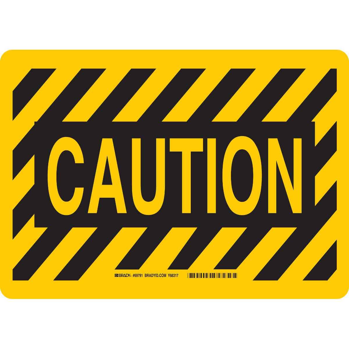 Brady® 88275 Laminated Rectangular Machine and Equipment Sign, No Header, 7 in H x 10 in W, Black on Yellow, B-302 Polyester, Self-Adhesive Mount