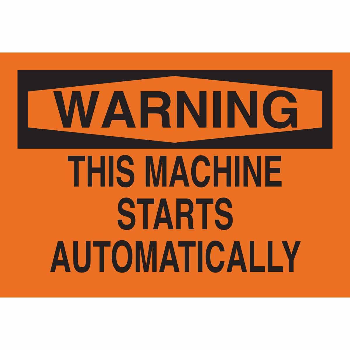 Brady® 88267 Laminated Rectangular Machine and Equipment Sign, WARNING, 7 in H x 10 in W, Black on Orange, B-302 Polyester, Self-Adhesive Mount