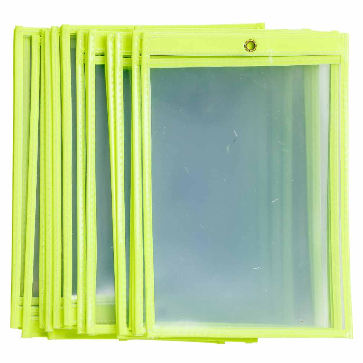 Brady® 56944 Shop Envelope, Fluorescent Shop Envelope Closure, 9 in H x 6 in W, Vinyl, Clear/Fluorescent Yellow