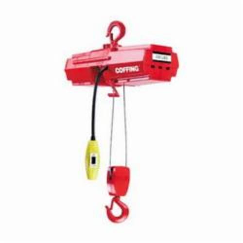 Coffing® Hoists 07612W EMW Double Reeving Electric Wire Rope Hoist, 500 lb Load, 1/8 in Chain/Rope, 10 ft H Lifting, 1/6 hp Power Rating, 115 VAC