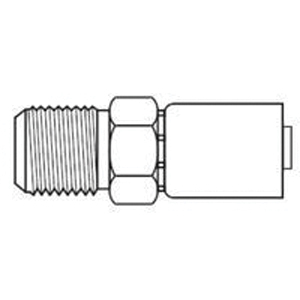 ContiTech Ultra-Crimp™ 20241995 1-Piece Non-Skive Hydraulic Hose Fitting, 1/4 in ID Hose, 9/16-18 Connection, Male JIC 37 deg Flare x Hose End Style, 6000 psi Pressure, 1.04 in Cutoff Allowance, Steel
