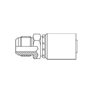 ContiTech Ultra-Crimp™ 20441227 1-Piece Non-Skive Hydraulic Hose Fitting, 5/8 in ID Hose, 3/4-16 Connection, Male JIC 37 deg Flare x Hose End Style, 5000 psi Pressure, 1.21 in Cutoff Allowance, Steel