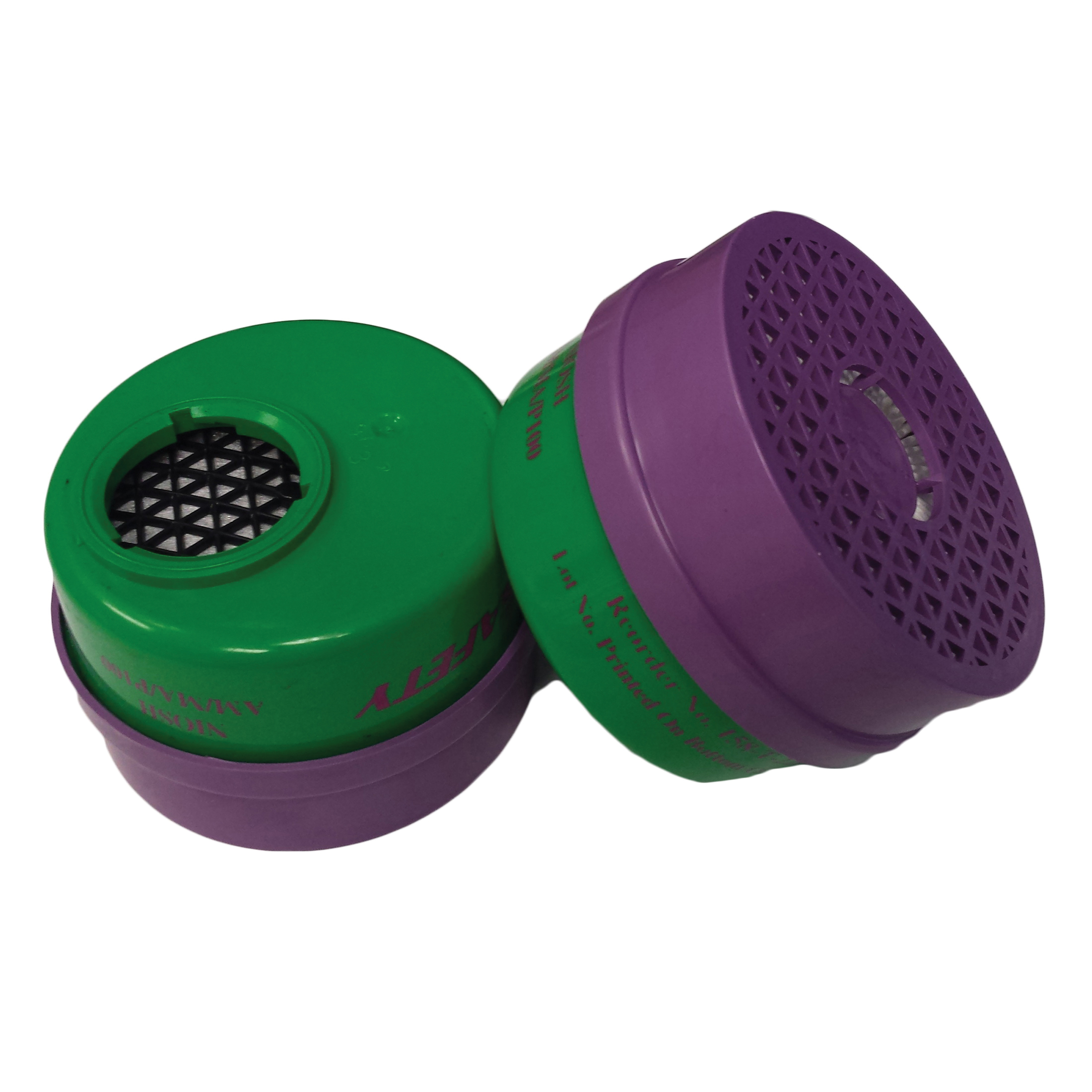 Comfort-Air™ 15F158-T-22LPOB60 Combination Air Purifying Respirator Cartridge, P100 Filter Class, 99.7 % Filter Efficiency, Saf-Twist™ Connection, Green/Purple, Resists: Ammonia and Methylamine