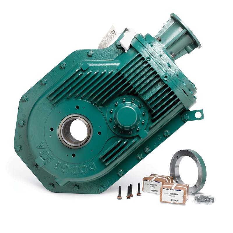 Dodge® Motorized Torque-Arm® II M7H19T36C MTA7 2-Piece Heavy-Duty Reducer, C-Face Input, Twin Tapered Bushed Bore Output, 129.4 hp, 19:1 Gear, 93 rpm Maximum Output, 80425 in-lb Torque Rating