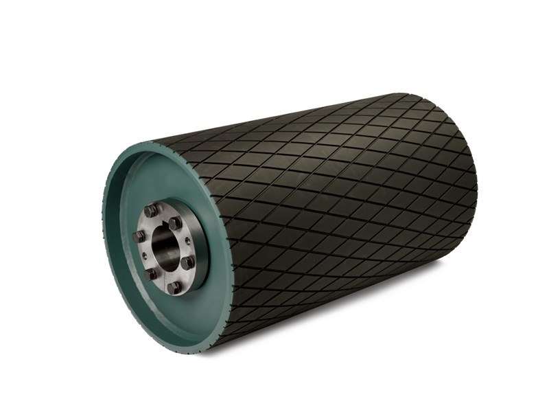 Dodge® 208889 HE40 Mine Duty Extra Drum Pulley With 3/8 in Herringbone Lagging, 4 in Dia Shaft, 16 in OD, 44 in W Face, Steel