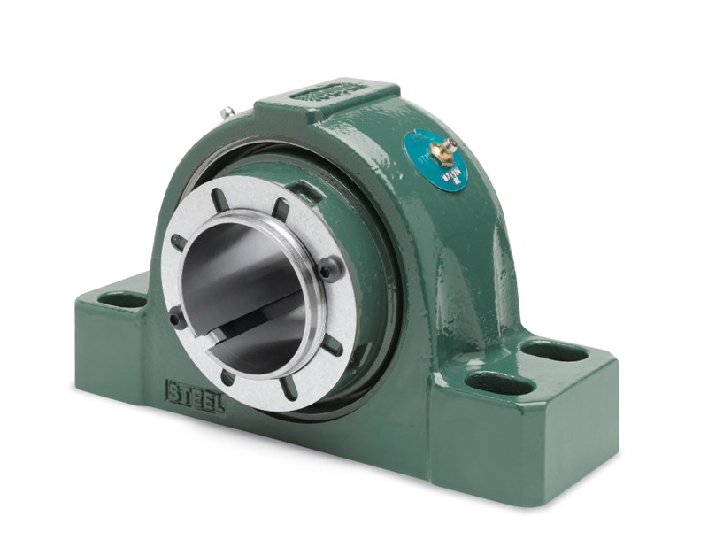 Dodge® 071720 407 Heavy Duty Imperial Solid Pillow Block Roller Bearing Unit, 4-7/16 in Dia Bore, 6.88 to 7.63 in L Bolt Center-to-Center, 2-3/4 in Base to Bore Centerline, 9-1/4 in OAL x 5.61 in OAH