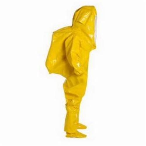 DuPont™ BR528TYL2X000100 High Visibility Encapsulated Suit With Attached Socks, B Level, ASTM D1777, D3776, D751, D5597, D5034, 16 CFR 1610 Class 1, 2XL, Yellow, 18 mil Tychem® BR, Rear Entry, 32-1/2 in L Inseam, Butyl Glove, Tychem® BR Sock