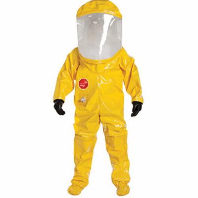 DuPont™ BR557TYL2X00017R High Visibility Encapsulated Suit With Attached Gloves and Socks, A Level, ASTM D1777, D3776, D751, D5597, D5034, F1052, 16 CFR 1610 Class 1, 2XL, Yellow, 18 mil Tychem® BR, Rear Entry, 32-1/2 in L Inseam, Tychem® BR Sock