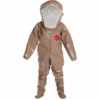 DuPont™ C3528TTN2X000600 Encapsulated Suit With Attached Socks, B Level, ASTM D1117, D751, D5597, D5034, 16 CFR 1610 Class 1, 2XL, Tan, 18 mil Tychem® CPF 3, Rear Entry, 34 in L Inseam, Tychem® CPF 3 Sock