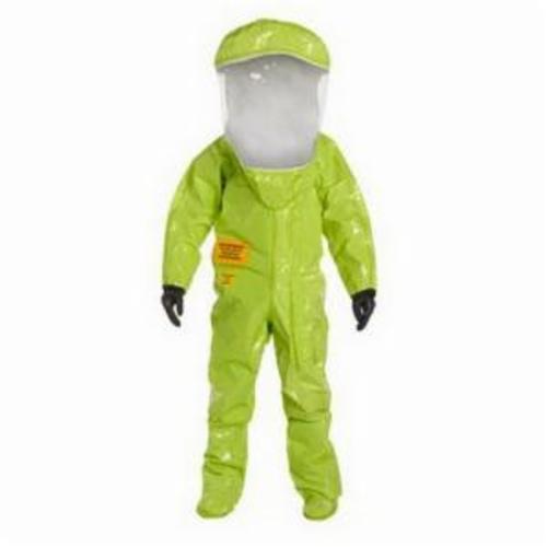 DuPont™ TK586TLY2X000100 High Performance Encapsulated Suit With Attached Gloves and Socks, A Level, ASTM D1777, D3776, D3787, D5733, D5034, 16 CFR 1610 Class 1, NAFTA/TAA Compliant, 2XL, Lime Yellow, 28 mil Tychem® TK, Front Entry, 32-1/2 in L Inseam