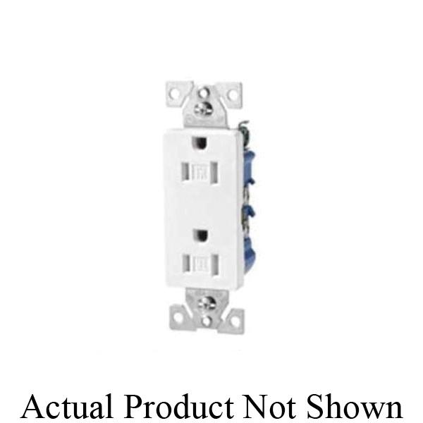 Eaton Wiring Devices TR1107LA Straight Blade Decorator Duplex Grounding Receptacle, 125 VAC, 15 A, 2 Poles, 3 Wires, Light Almond