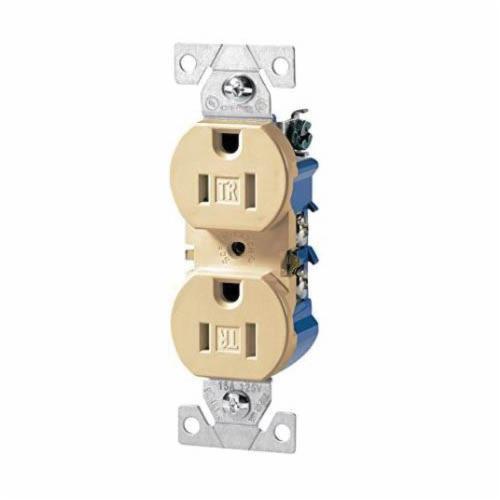 Eaton Wiring Devices Arrow Hart™ TR270V Straight Blade Duplex Grounding Receptacle, 125 VAC, 15 A, 2 Poles, 3 Wires, Ivory