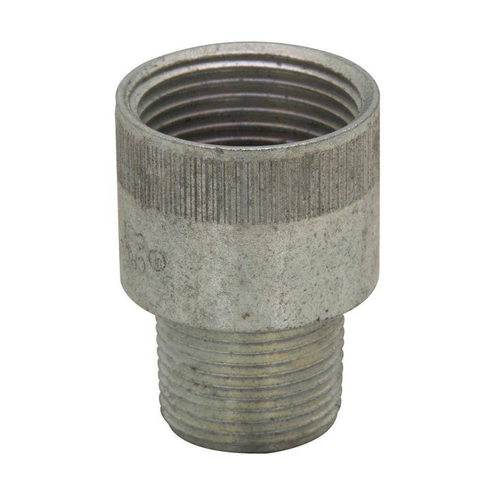 Crouse-Hinds REA23 Explosionproof Conduit Reducing Adapter, 3/4 x 1 in, Female x Male Thread, Steel, Chromate Treated Electro-Galvanized