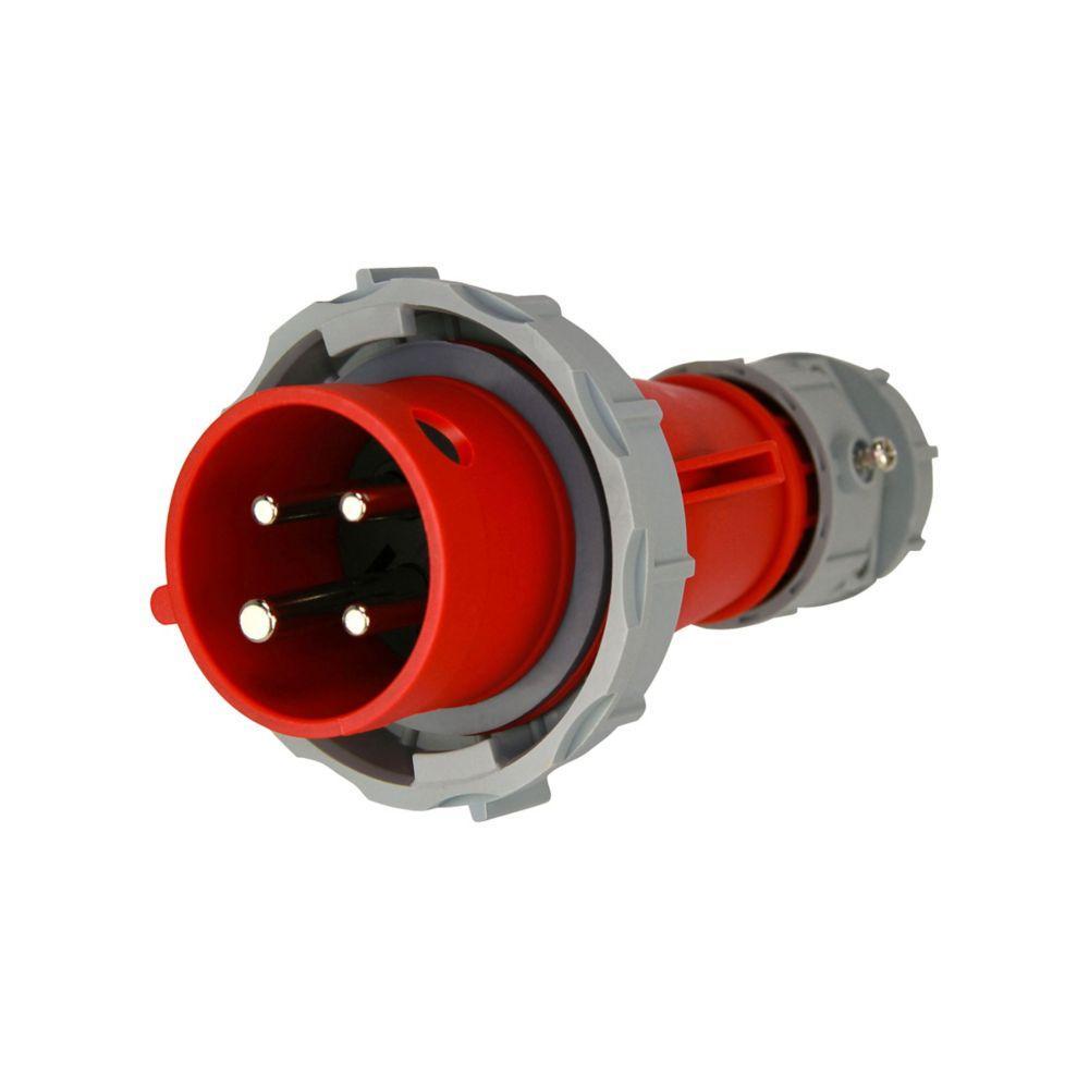 EATON Arrow Hart® AH420P7W Pin and Sleeve Plug, 480 V, 20 A, 3 Poles, 4 Wires, Red