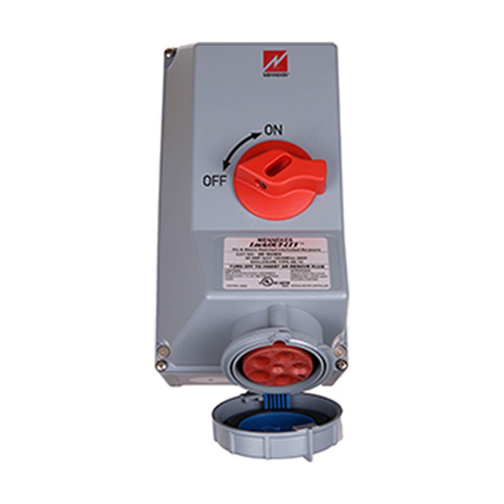 EATON Arrow Hart® CD560MIF9W 3-Phase Fusible Grounding Watertight Pin and Sleeve Mechanical Interlock Device, 120/208 VAC, 60 A, 4 Poles, 5 Wires