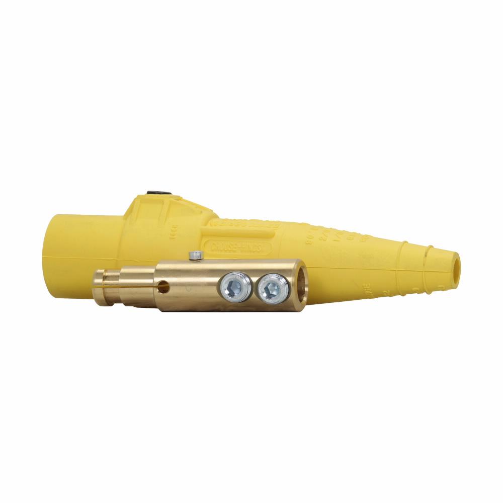 Crouse-Hinds Cam-Lok™ E-Z1016-8354 J Series E-Z1016 Male Non-Vulcanized Single Pole Plug, 600 VAC/VDC, 300 A, 2 to 2/0 AWG Wire, Double Set Screw Connection, NEMA 3R NEMA Rating