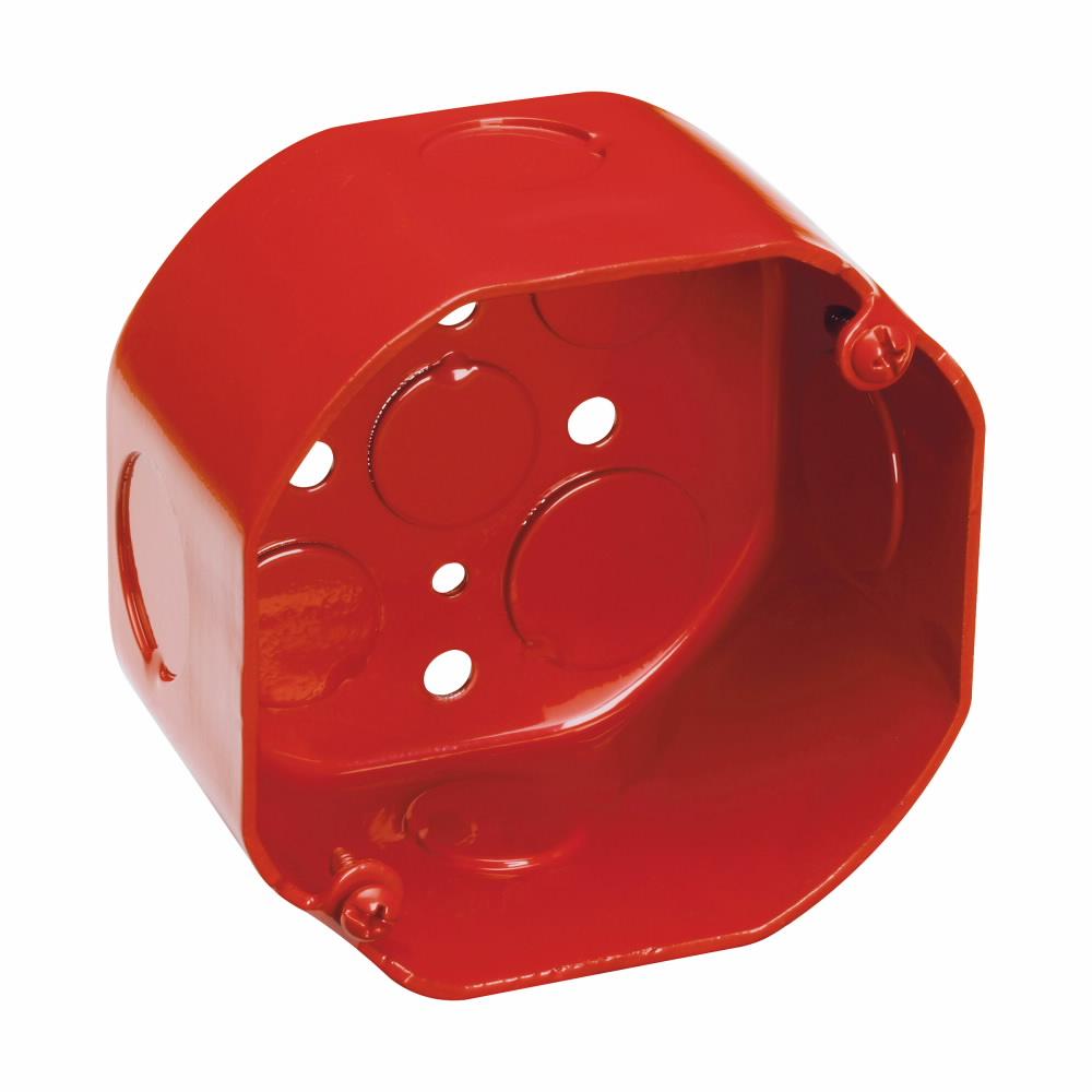 Crouse-Hinds TP292RED Deep Octagon Outlet Box, 1/2 in, 3/4 in Hub, Steel, Epoxy Powder Coated