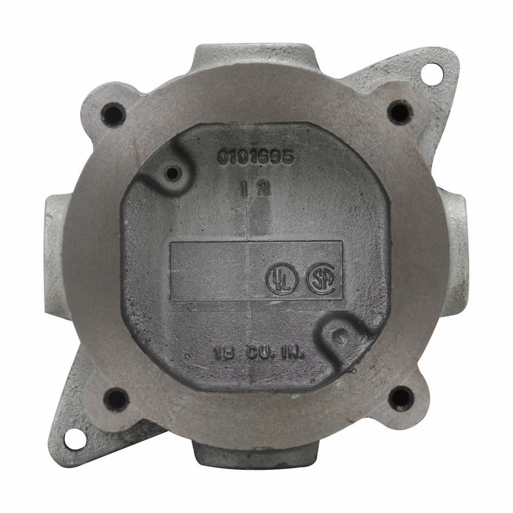 Crouse-Hinds Condulet® CPS12 Dust-Ignitionproof Explosionproof Conduit Outlet Body, 1/2 x 3/4 in Hub, Feraloy Iron Alloy, Electro-Galvanized/Aluminum Acrylic Painted