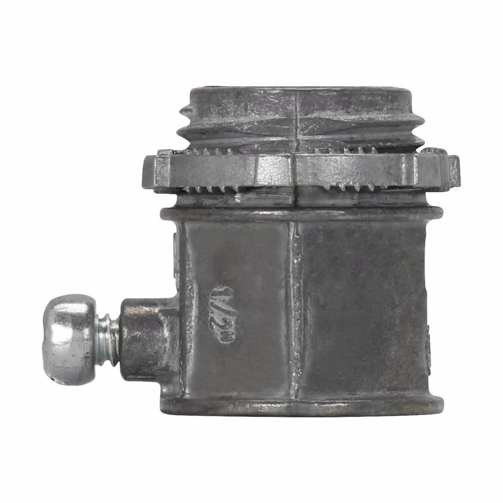 Crouse-Hinds 457DC Non-Insulated Set Screw Straight Conduit Connector, 3 in Trade, For Use With Thinwall EMT/IMC/Rigid Conduit, Die Cast Zinc, Natural
