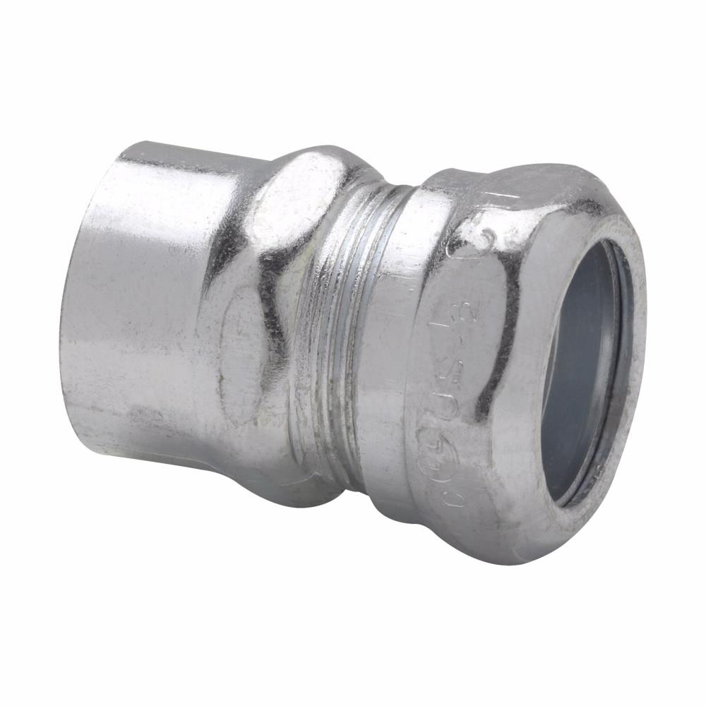 Crouse-Hinds 690S Combination Concrete Tight Set Screw Conduit Coupling, 1/2 in, For Use With EMT/Rigid Conduit, Steel, Zinc Plated