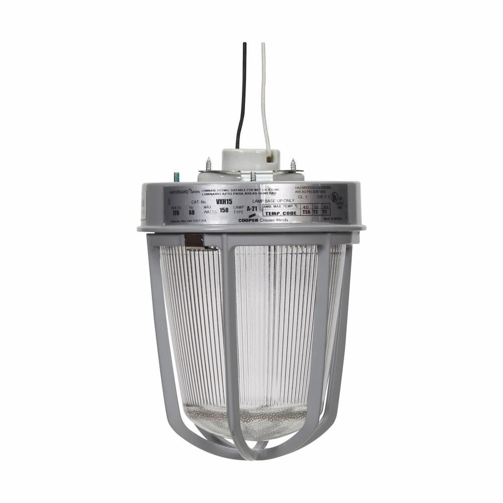 Crouse-Hinds Vaporgard® VXH15GP Heat Impact-Resistant Light Fixture With Globe, Guard,) A21 Incandescent Lamp, Epoxy Powder Coated Housing