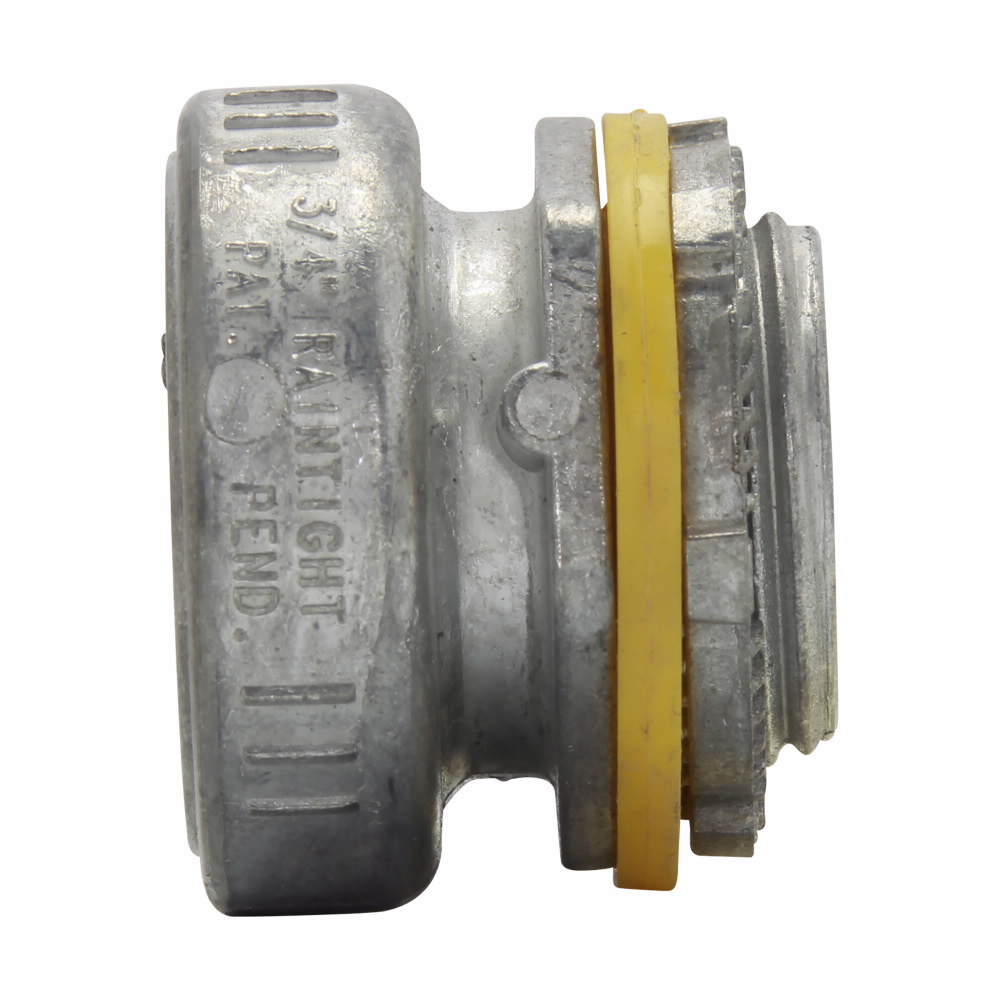 EATON Crouse-Hinds 651RTQ Non-Insulated Raintight Straight Connector, 3/4 in Trade, Die Cast Zinc, Zinc Plated
