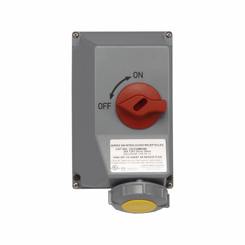 Crouse-Hinds Arrow Hart™ CD420MICB7W CD Series 3-Phase Extra Heavy Duty Grounding Watertight Pin and Sleeve Mechanical Interlock, 480 VAC, 20 A, 3 Poles, 4 Wires