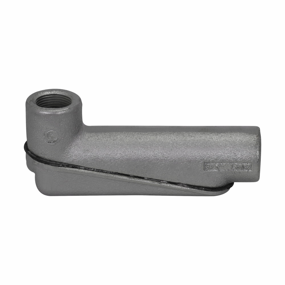 Crouse-Hinds Condulet® LBD3300 Type LBD Conduit Body With Cover, Neoprene Gasket, 1 in Hub, Mogul Form, 9 cu-in Capacity, Feraloy Iron Alloy, Electro-Galvanized/Aluminum Acrylic Painted