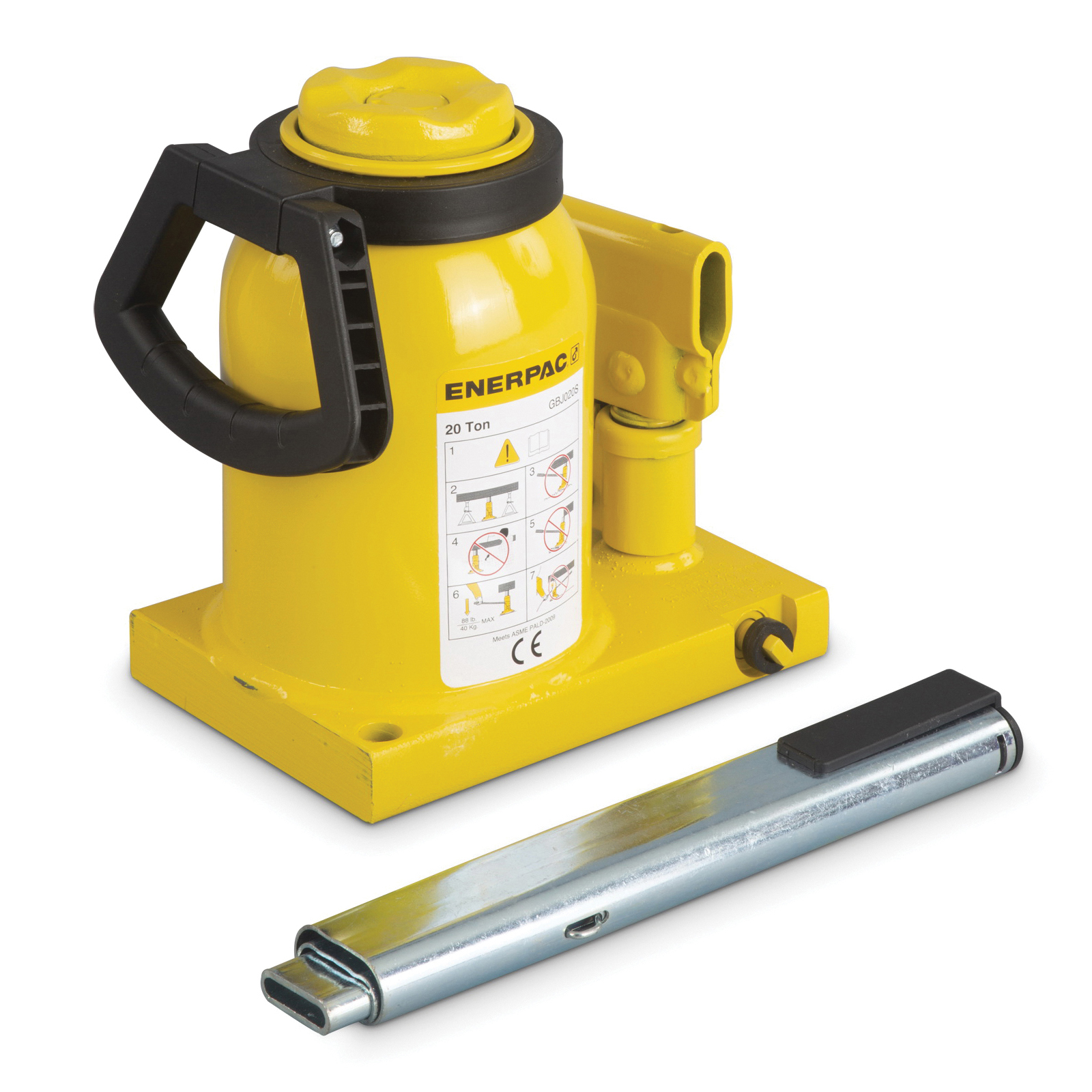 Enerpac® GBJ020SA Hydraulic Bottle Jack, 22 ton Load, 7.48 in H Min, 13.78 in H Max, 4.13 in, 2.17 in L Screw