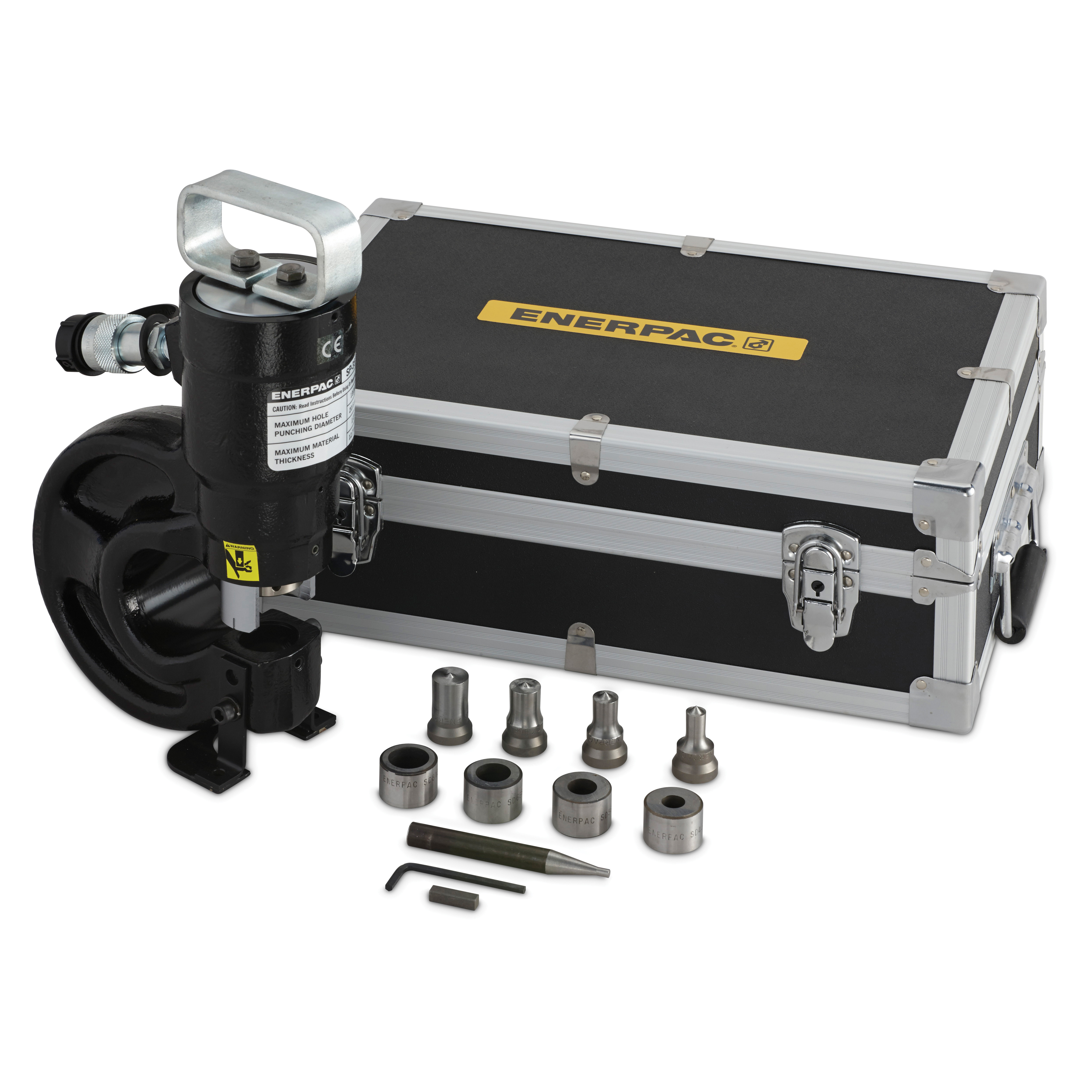 Enerpac® SP-35S SP Series Single Acting Hydraulic Punch, 0.44 to 0.81 in Hole, 5/16 to 3/4 in, 9 Pieces, Mild Steel
