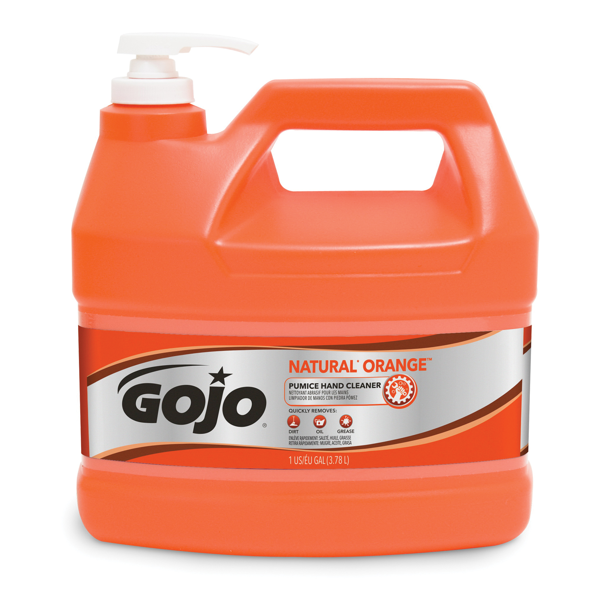 GOJO® 0955-02 NATURAL ORANGE™ Pumice Hand Cleaner, 1 gal, Pump Bottle, Liquid, Citrus, White