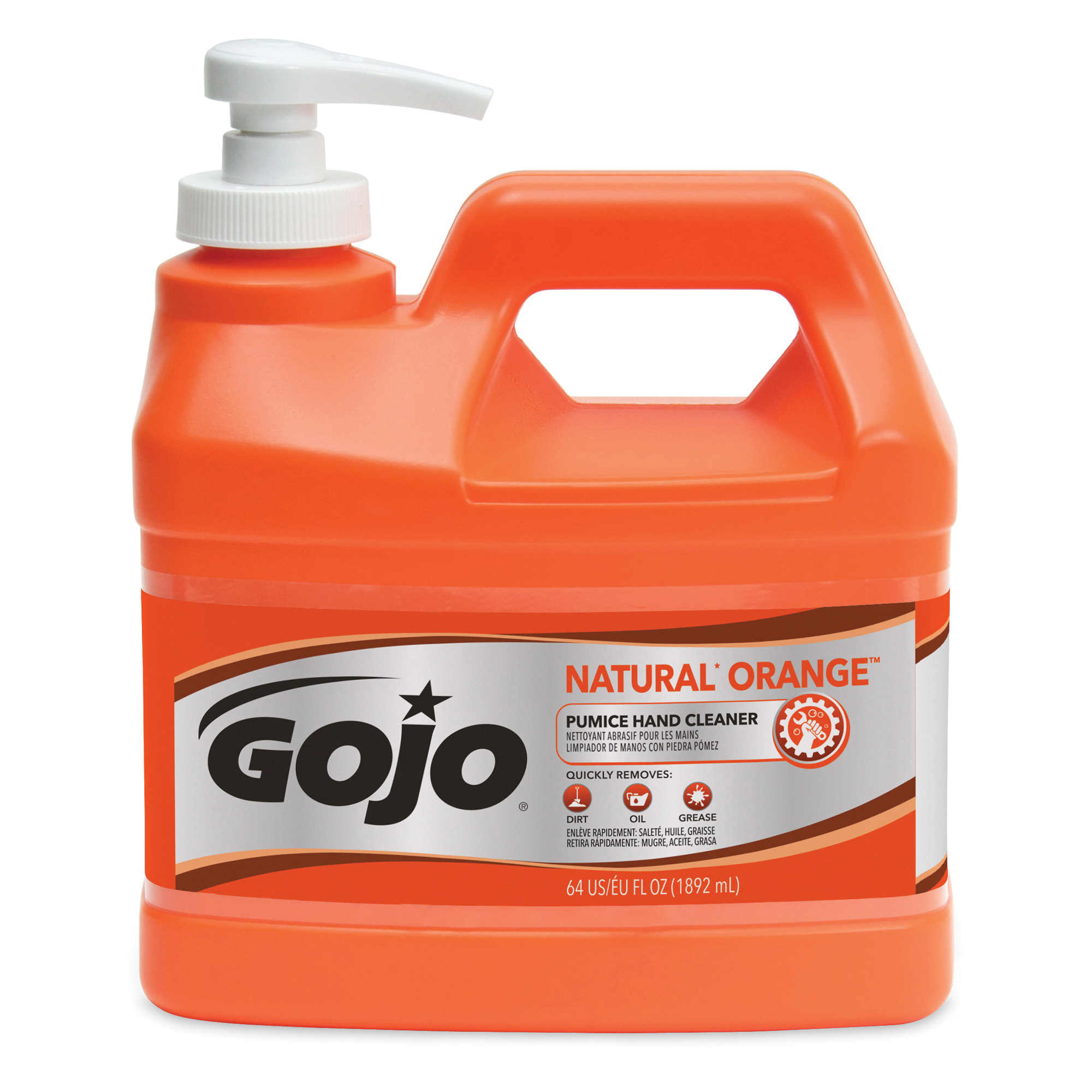 GOJO® 0958-04 NATURAL ORANGE™ Pumice Hand Cleaner, 1/2 gal Nominal, Bottle Package, Lotion Form, Citrus Odor/Scent, Orange