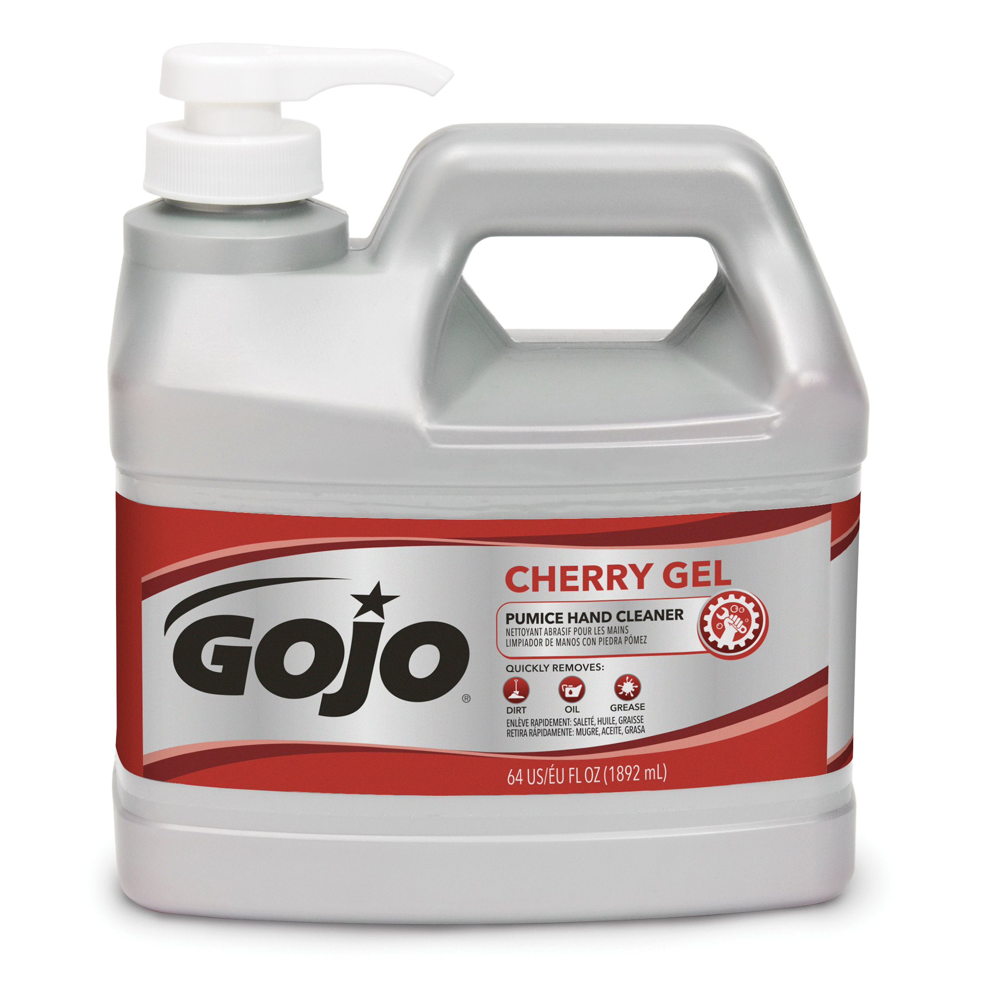GOJO® 2356-04 Pumice Hand Cleaner With Pumice Scrubbers, 1/2 gal, Bottle, Gel, Cherry, Translucent Red