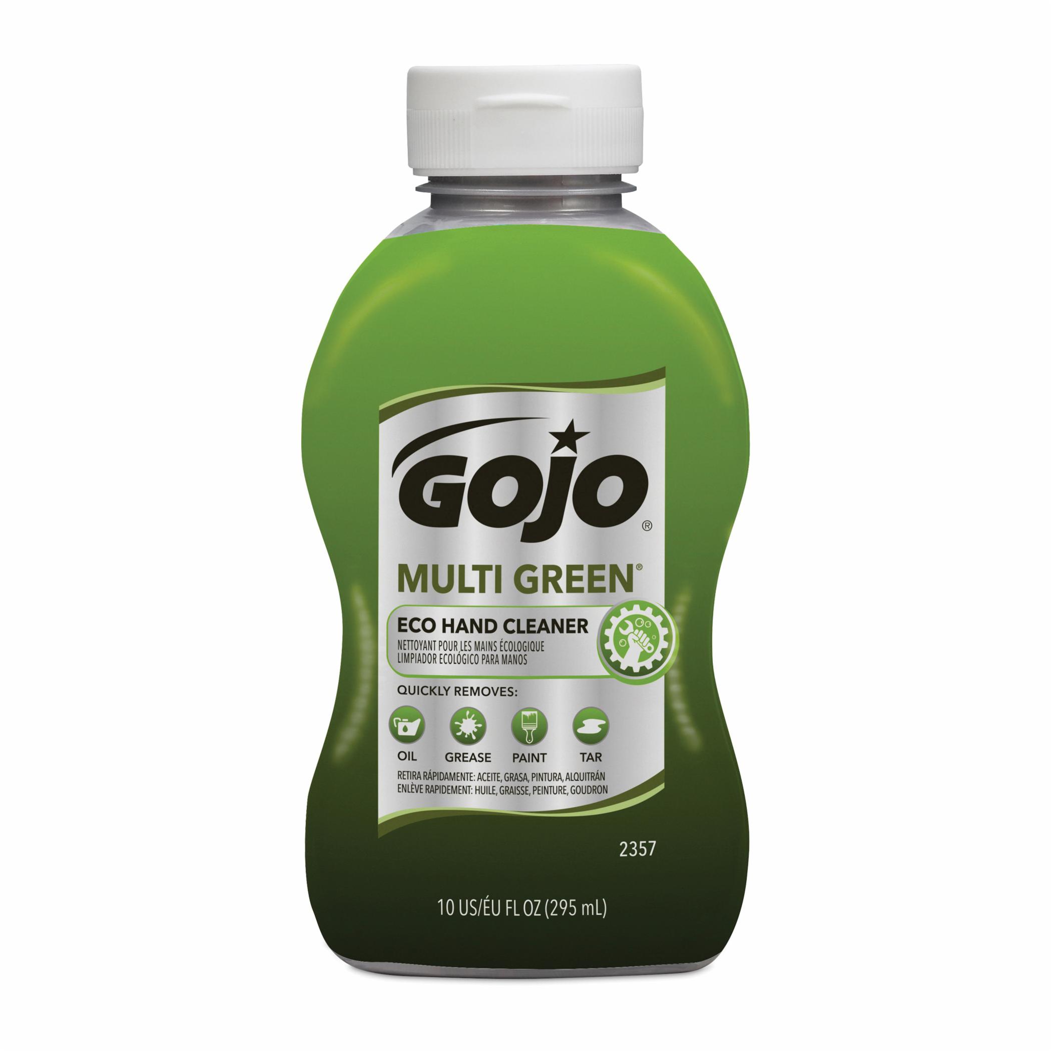 GOJO® MULTI GREEN® 2357-08 ECO Hand Cleaner, 10 fl-oz Nominal, Squeeze Bottle Package, Gel Form, Citrus Odor/Scent, Green