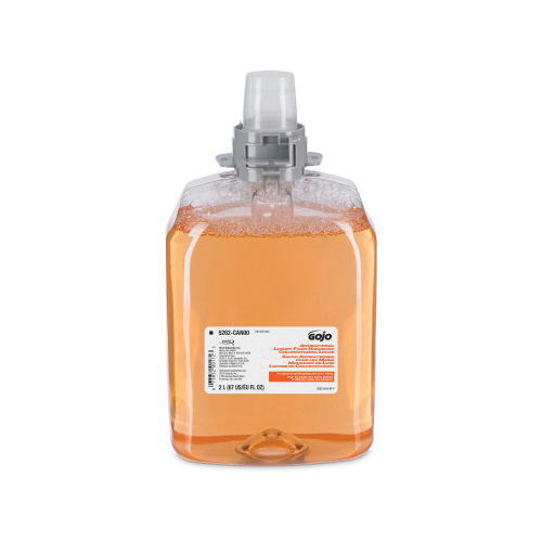 GOJO® 5262-02-CAN00 Luxury Antibacterial Hand Wash, 2000 mL Nominal, Dispenser Refill Package, Foam Form, Floral/Like Fruit Odor/Scent, Amber/Clear/Translucent/Yellow Orange