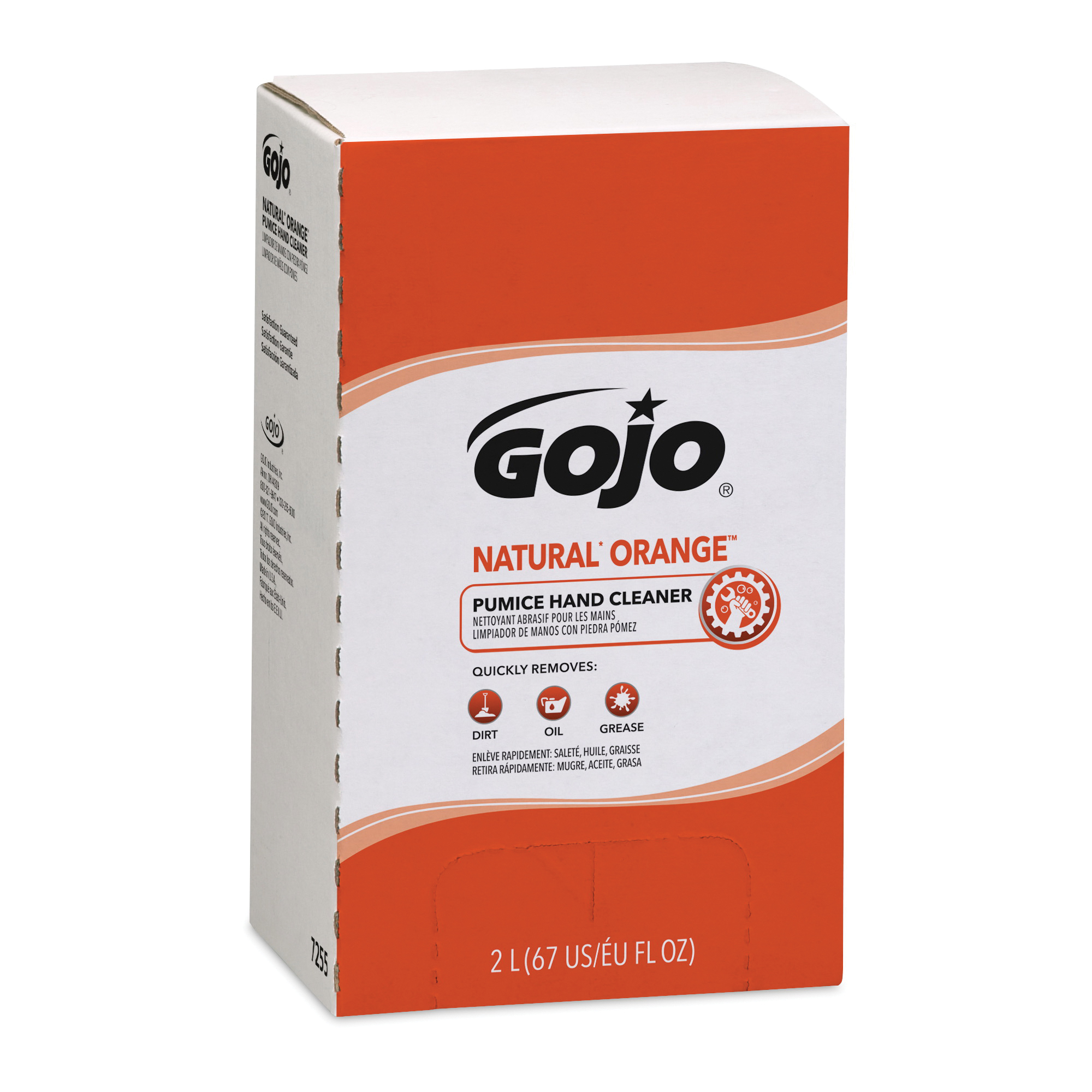 GOJO® 7255-04 NATURAL ORANGE™ PRO™ TDX™ Pumice Hand Cleaner With Pumice Scrubbers, 2000 mL, Dispenser Refill, Lotion, Citrus, Orange