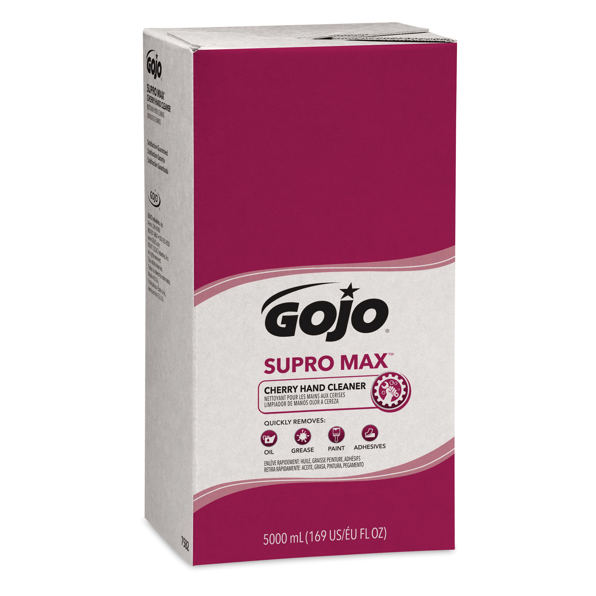 GOJO® 7582-02 SUPRO MAX™ PRO™ TDX™ Hand Cleaner, 5000 mL Nominal, Dispenser Refill Package, Lotion Form, Cherry Odor/Scent, Opaque