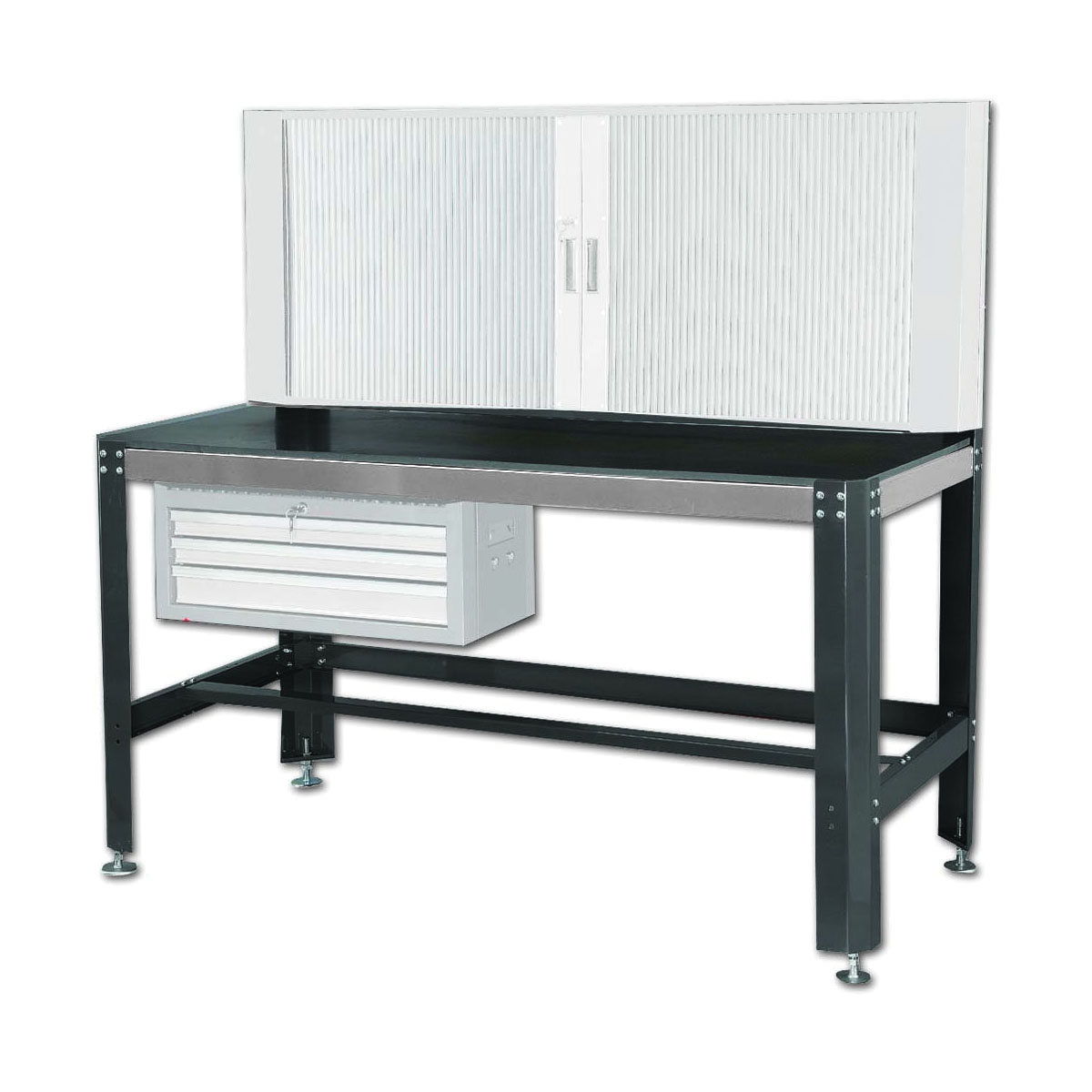 Gray Tools 98001B Workbench With 1/2 in Laminated Work Surface, 63 in H x 62-1/2 in W x 30-1/2 in D, Black