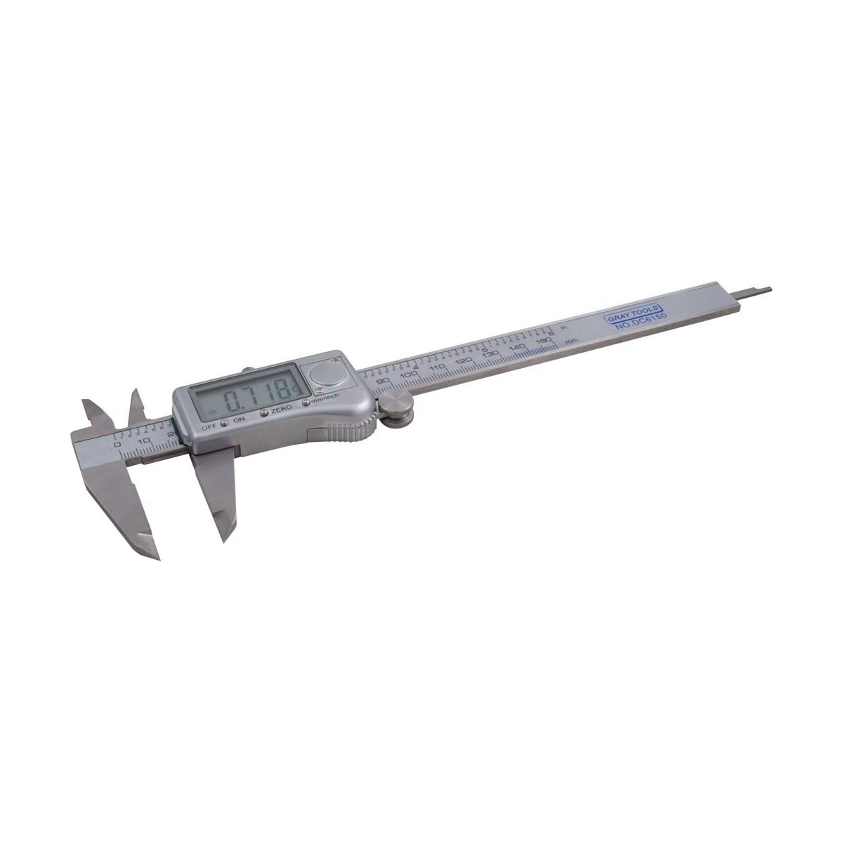 Gray Tools DC6150 Digital Caliper, 0 to 6 in, Graduations 0.0005 in, Stainless Steel