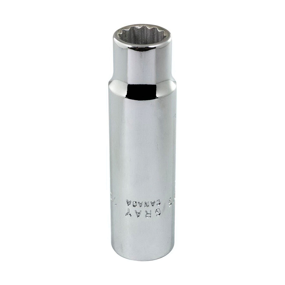 Gray Tools LD16 Deep Socket, Imperial, 1/2 in Square Drive, 1/2 in Hex Socket, 12 Points