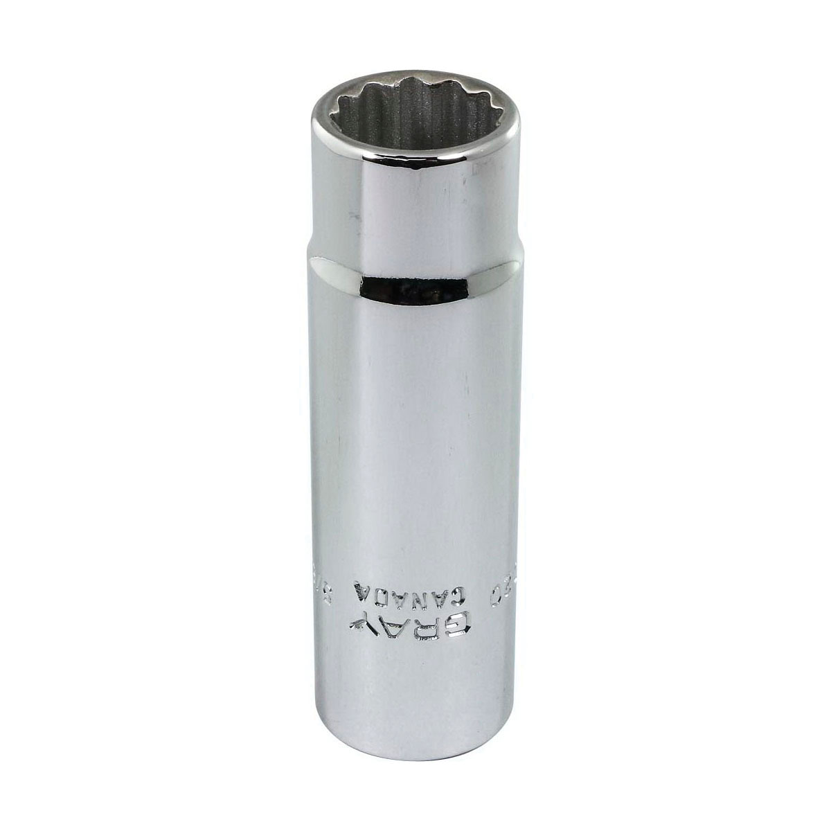 Gray Tools LD20 Deep Socket, Imperial, 1/2 in Square Drive, 5/8 in Hex Socket, 12 Points