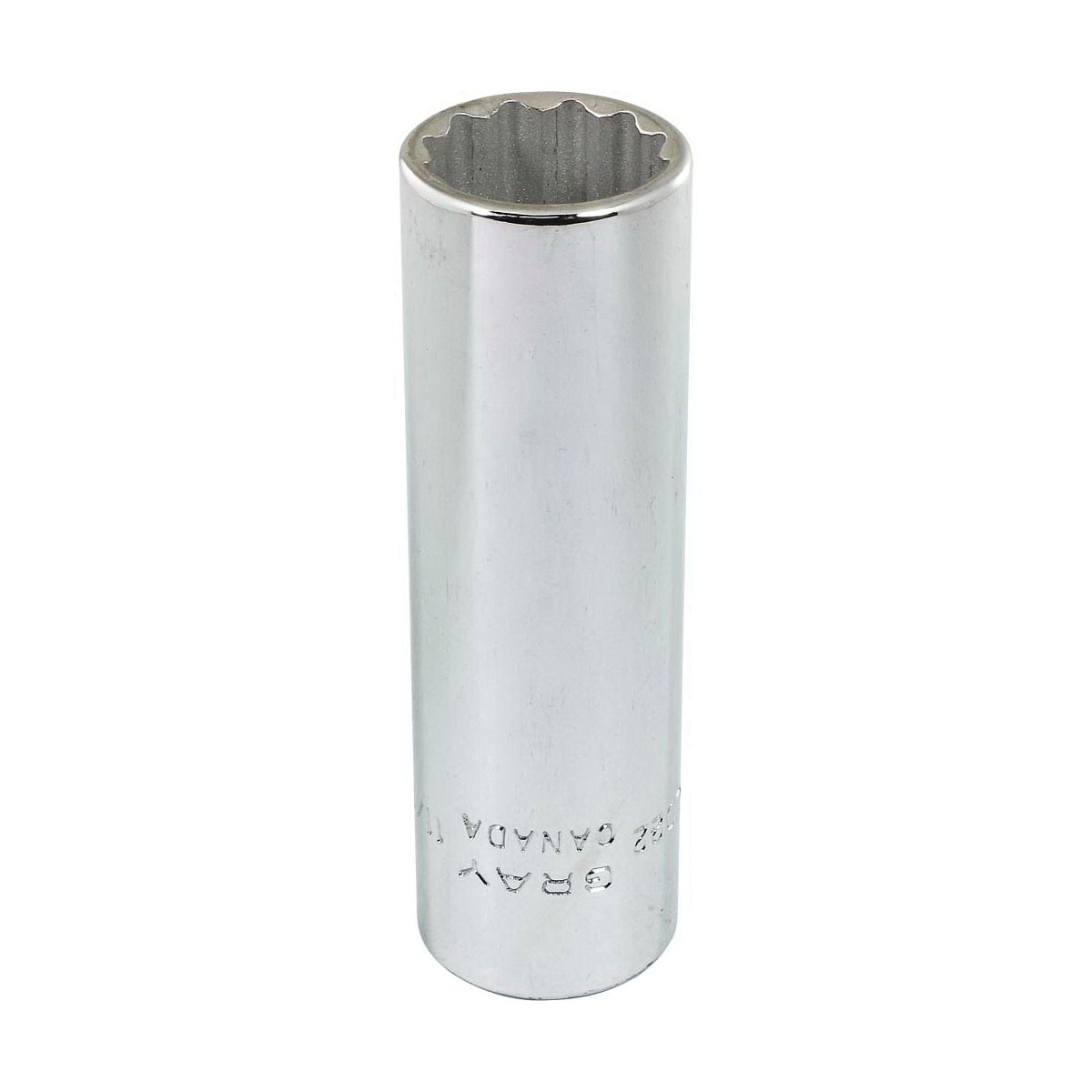 Gray Tools LD22 Deep Socket, Imperial, 1/2 in Square Drive, 11/16 in Hex Socket, 12 Points
