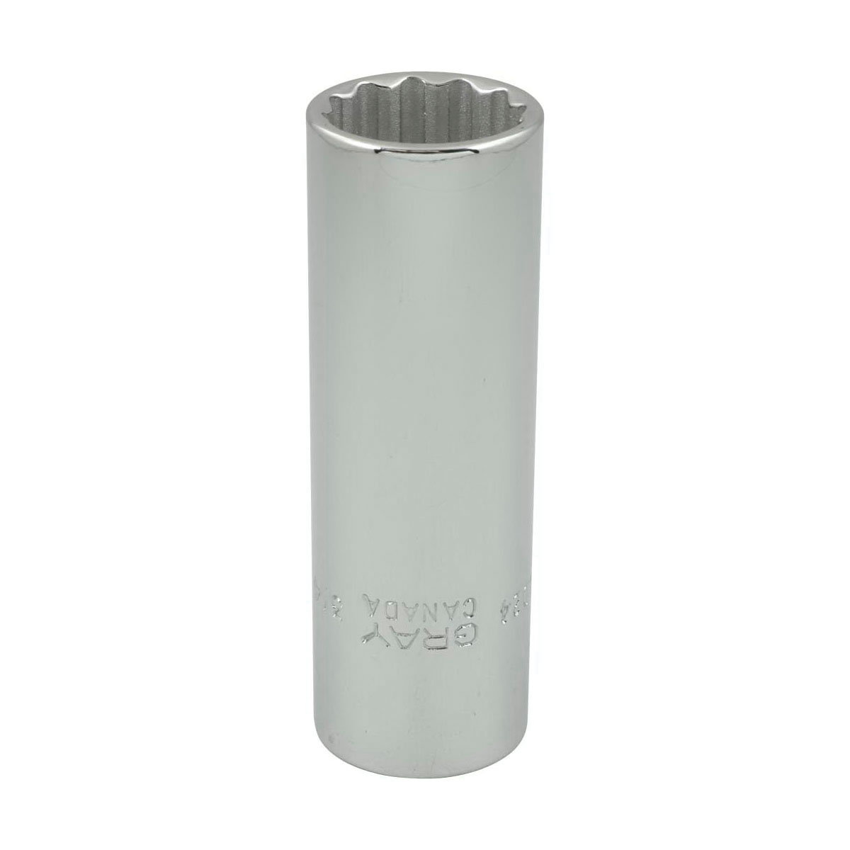 Gray Tools LD24 Deep Socket, Imperial, 1/2 in Square Drive, 3/4 in Hex Socket, 12 Points