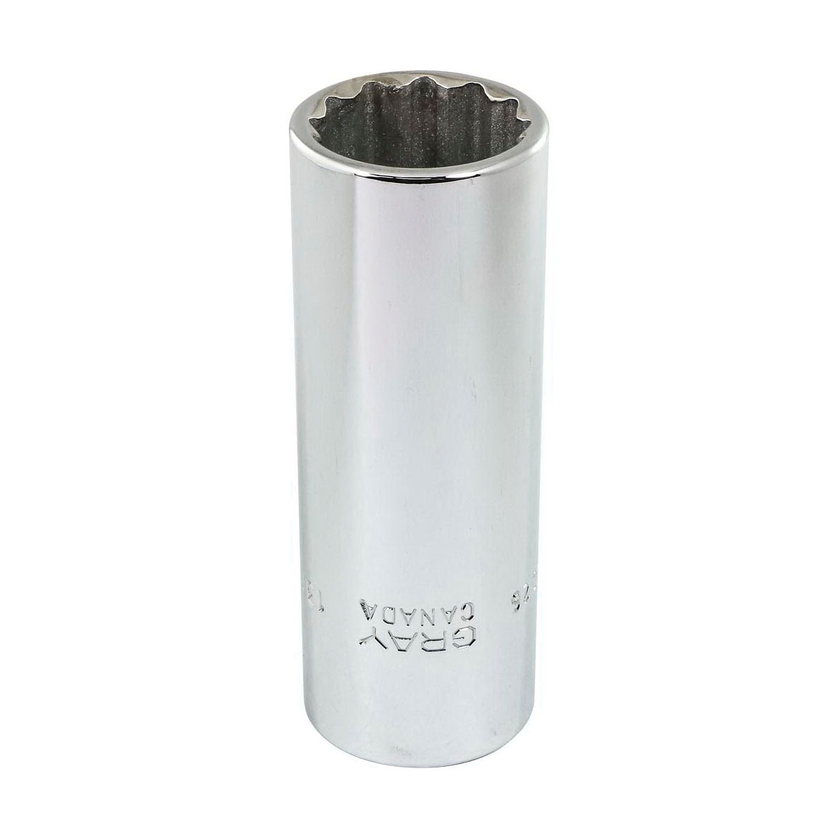 Gray Tools LD26 Deep Socket, Imperial, 1/2 in Square Drive, 13/16 in Hex Socket, 12 Points