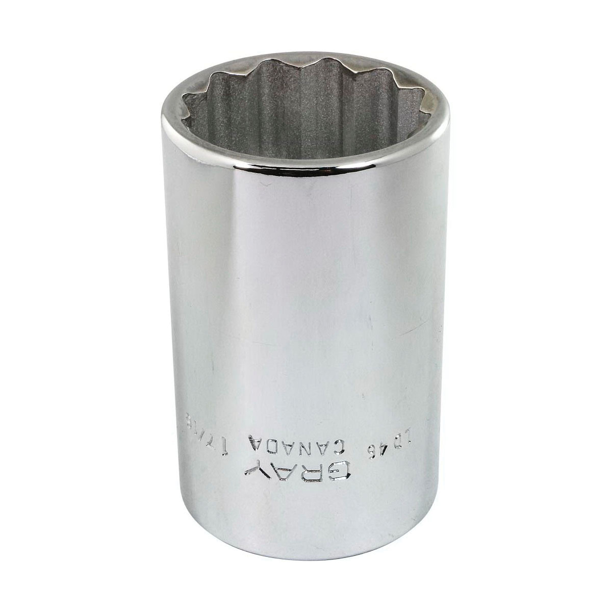 Gray Tools LD46 Deep Socket, Imperial, 1/2 in Square Drive, 1-7/16 in Hex Socket, 12 Points