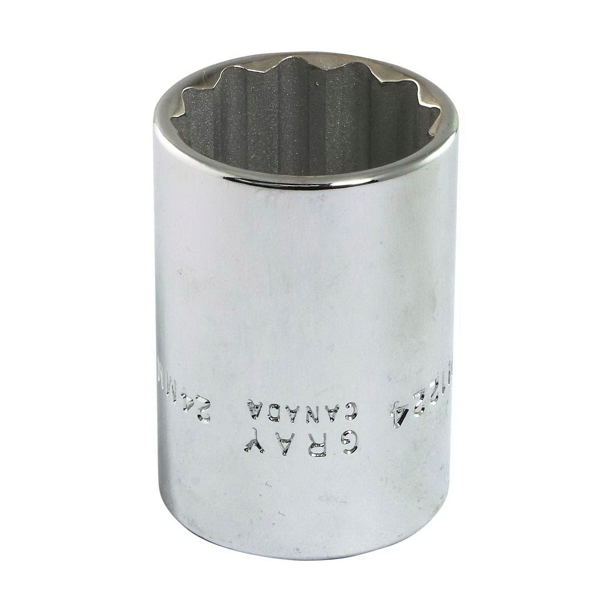 Gray Tools M1224 Standard Socket, Metric, 1/2 in, 24 mm Hex Socket, 12 Points